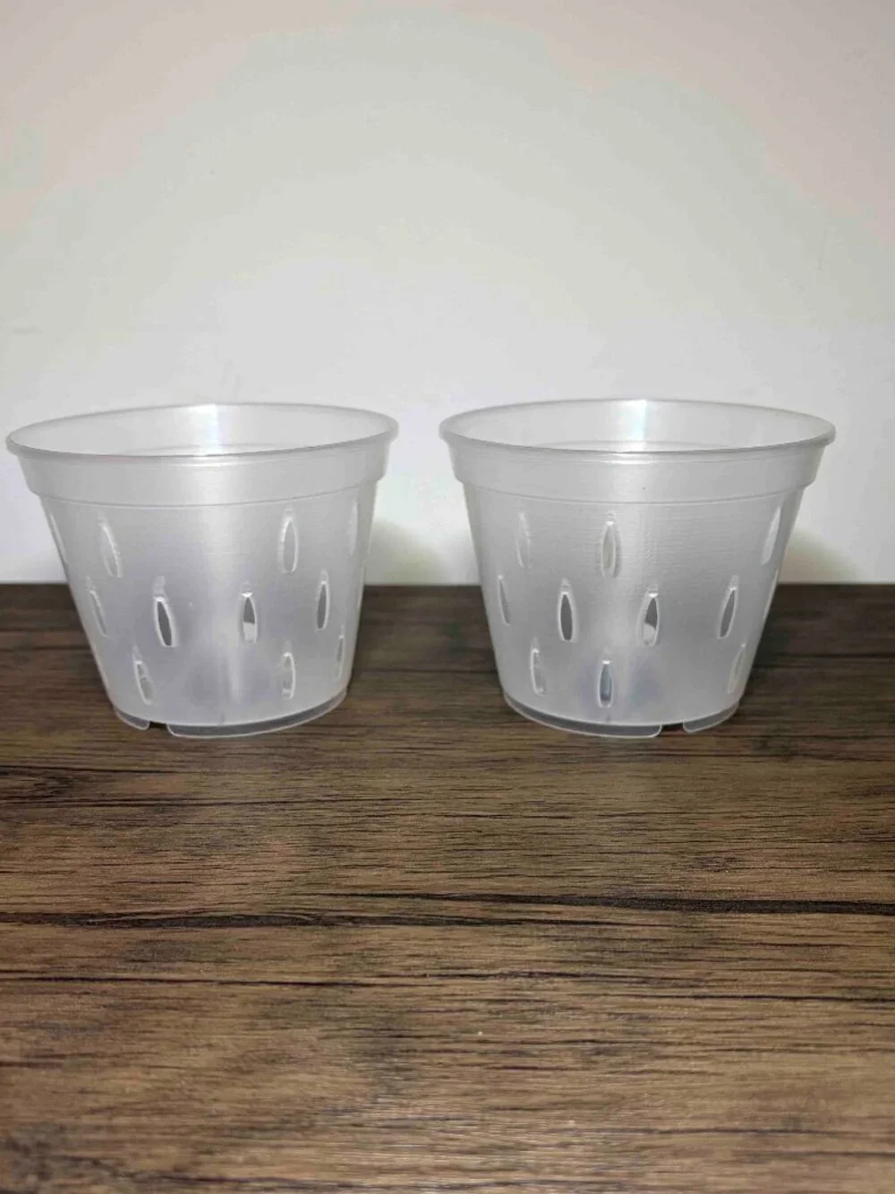4.5 inch clear rigid plastic orchid pots - set of 2